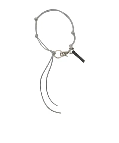 Our Legacy Logo-detail Leather Keyring In Gray