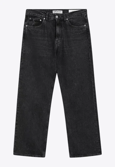 Our Legacy Logo Patch Straight-leg Jeans In Gray