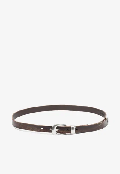 Our Legacy Logo-plaque Leather Belt In Brown