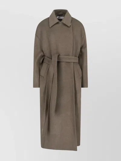 Our Legacy Long Collared Jacket Belted Waist In Neutral