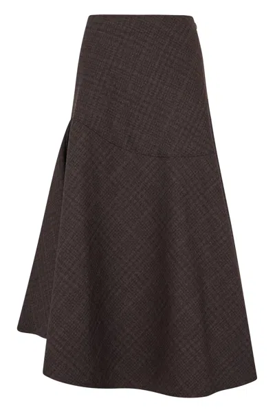Our Legacy Long Flowing Cotton Skirt With Wide Silhouette In Brown