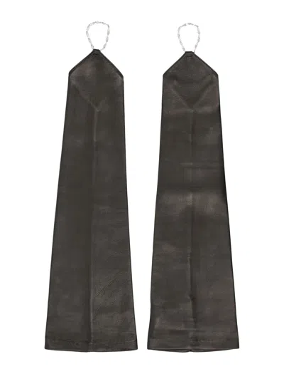 Our Legacy Long Leather Gloves In Nero