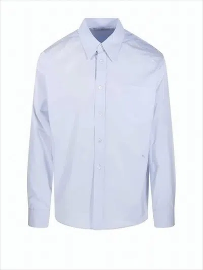 Our Legacy Long-sleeve Button-down Shirt With Chest Pocket In Blue