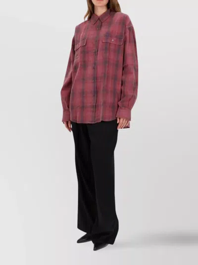 Our Legacy Relaxed Fit Plaid Shirt With Classic Collar And Button-down Front In Brown