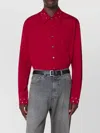 Our Legacy Long Sleeve Cotton Shirt With Studded Collar In Red