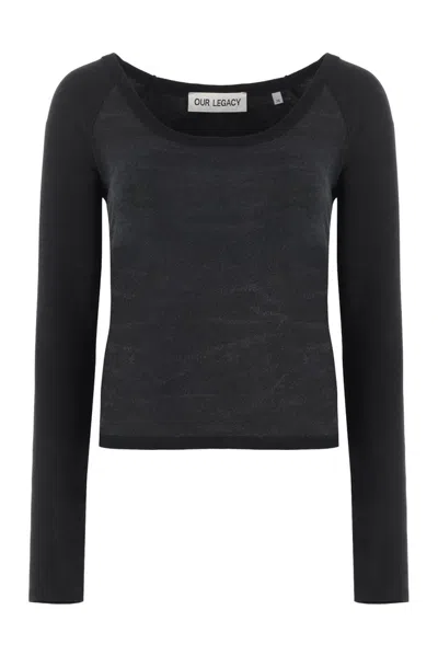 Our Legacy Long Sleeve Crop Top In Black
