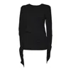 Our Legacy Long-sleeve Fitted Black Sweater With Ruched Detailing In Black
