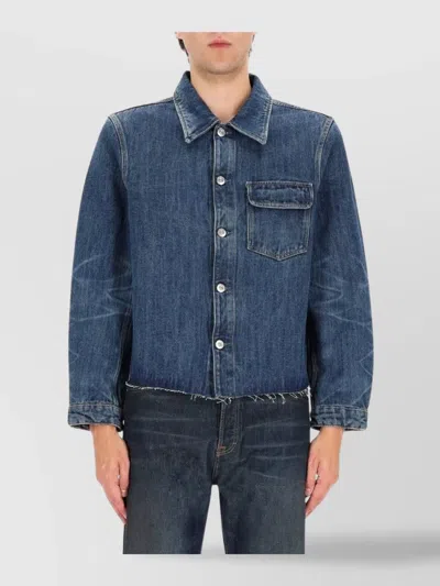 Our Legacy Long Sleeve Jacket Featuring Chest Pocket And Frayed Hem In Multi