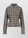 Our Legacy Long Sleeve Plaid Top With Cuffed Sleeves In Gray