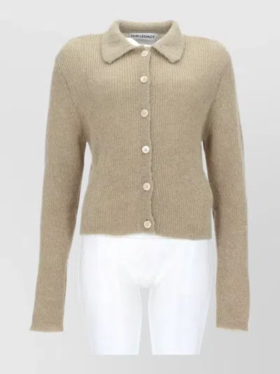 Our Legacy Long Sleeve Ribbed Knitwear Crewneck Top In Brown