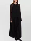 Our Legacy Long Sleeve Sheer Pleated Top With Buttons In Black