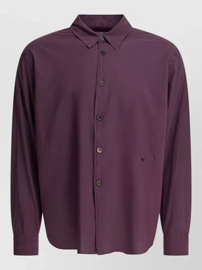 Our Legacy Long Sleeve Shirt Button Down Collar In Burgundy