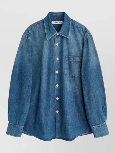 Our Legacy Long Sleeve Shirt Chest Pocket Cuffs In Blue