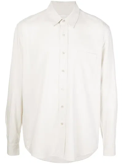 Our Legacy White Silk Classic Shirt With Curved Hem
