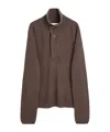 Our Legacy High Collar Ribbed Polo In Brown