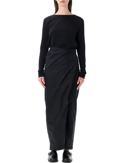 Our Legacy Long Sleeve Wrap Midi Dress In Black