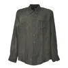 Our Legacy Long-sleeved Button-up Shirt With Classic Collar And Textured Fabric In Gray