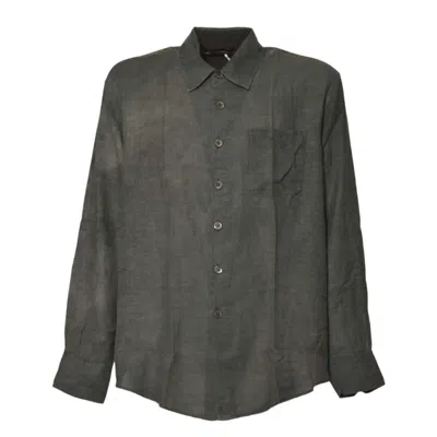 Our Legacy Long-sleeved Button-up Shirt With Classic Collar And Textured Fabric In Gray