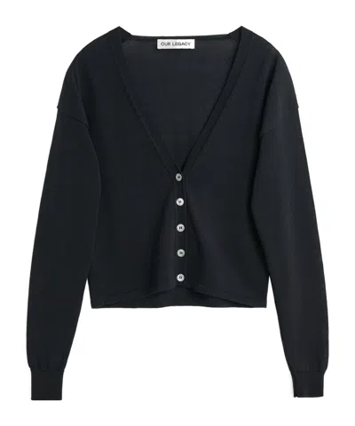 Our Legacy Long-sleeved Knitted Cardigan In Black