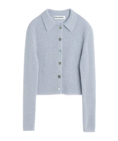 Our Legacy Long-sleeved Knitted Cardigan In Gray