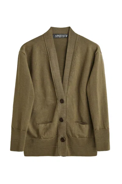Our Legacy Long-sleeved Knitted Cardigan In Green