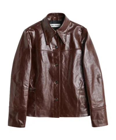 Our Legacy Long-sleeved Leather Jacket In Brown
