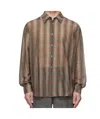 Our Legacy Gray & Taupe Beyond Shirt In Brown