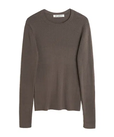 Our Legacy Ribbed-knit Sweater In Brown