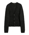 Our Legacy Textured V-neck Cardigan With Button-down Front In Black
