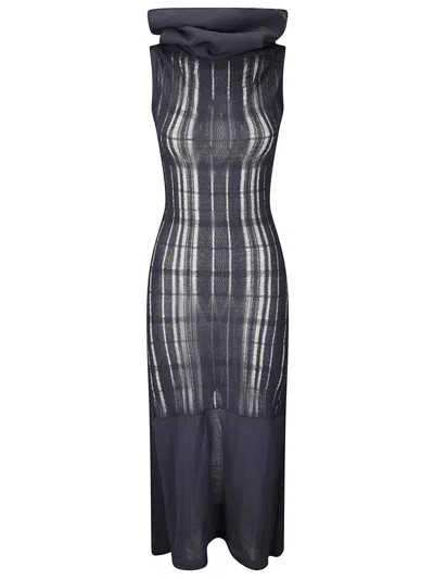 Our Legacy Long Sleeveless Dress With Wide Turtleneck In Blue