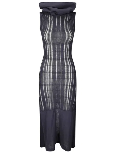 Our Legacy Long Sleeveless Dress With Wide Turtleneck In Blue