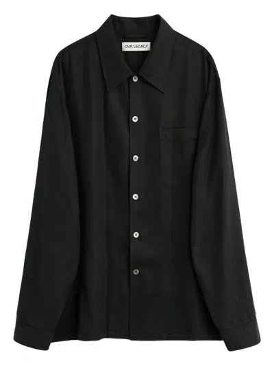Our Legacy Straight Shirt Long Sleeves Buttoned Cuffs Pocket In Black