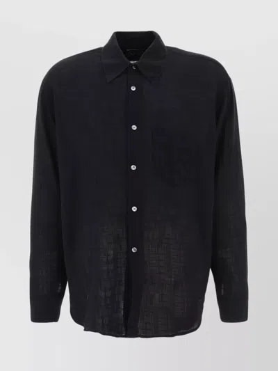 Our Legacy Long Sleeves Shirt With Pointed Collar And Chest Pocket In Black