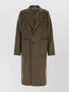 Our Legacy Long Wool Blend Coat With Notch Lapel In Green