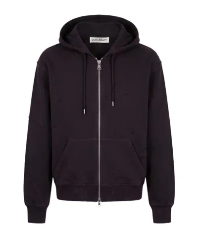 Our Legacy Long-sleeve Hooded Sweatshirt In Purple