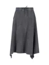 Our Legacy Midi Skirt With Drawstring And Pockets In Gray