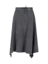 Our Legacy Midi Skirt With Drawstring And Pockets In Gray