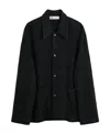 Our Legacy Structured Black Jacket With Classic Collar And Button Closure In Black