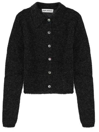 Our Legacy Mazzy Cropped Alpaca-blend Cardigan In Black