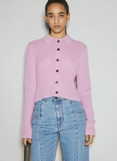 Our Legacy Mazzy Polo Knit Cardigan In Pink