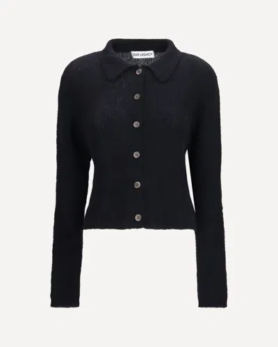 Our Legacy Mazzy Polo Sweater In Alpaca Blend In Black