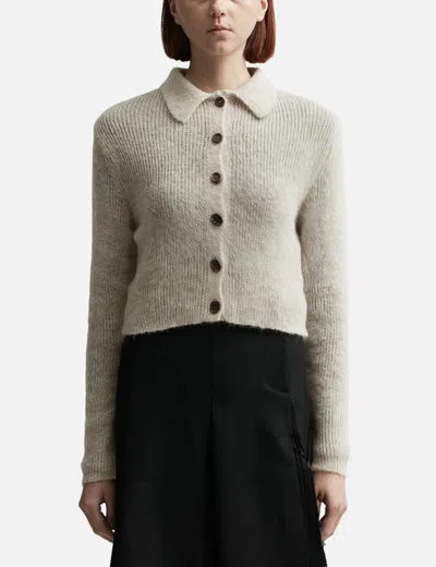 Our Legacy Mazzy Open-knit Brushed Alpaca-blend Cardigan In Beige