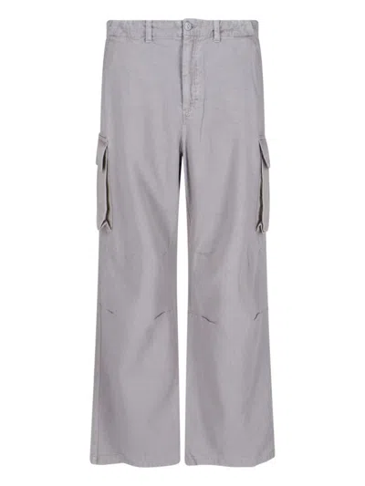 Our Legacy Medium Waist Grey Cotton And Hemp Cargo Trousers In Gray