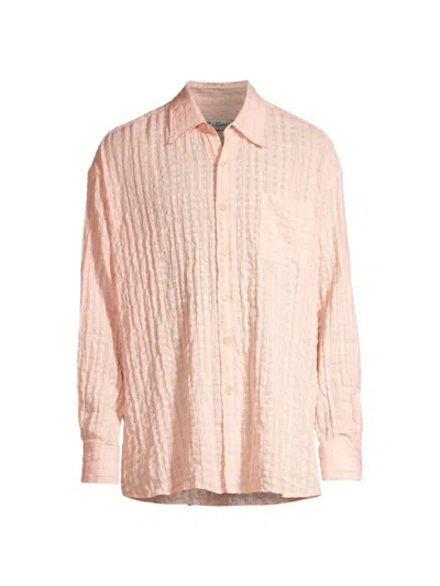Our Legacy Men's Borrowed Cotton Shirt In Pink Multi