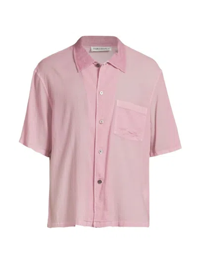 Our Legacy Men's Box Short-sleeve Shirt In Dusty Lilac Coated Voile
