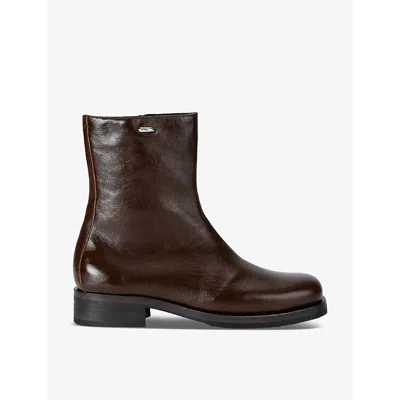 Our Legacy Mens Camion Leather Ankle Boots Brow In Brown