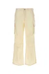 Our Legacy Cotton Blend Cargo Pant With Flared Leg In Yellow