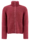 Our Legacy Neck Cardigan With Zipper And Fun In Bordeaux