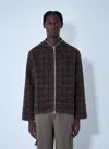 Our Legacy Textured Checkered Hooded Jacket With Long Sleeves In Brown