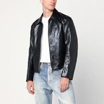 Our Legacy Men's Leather Zip Jacket In Black